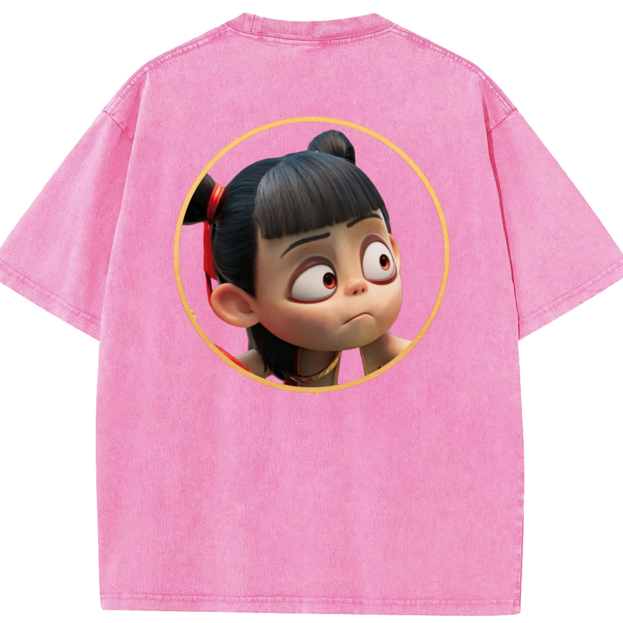 （画像用） Ne Zha 2 ナタ 魔童の大暴れ 綿100% ヴィンテージ風 半袖Tシャツ（背面プリント）